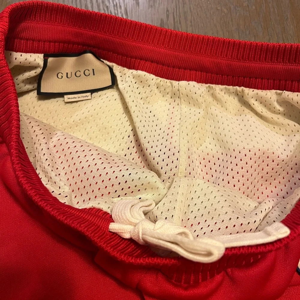 Gucci Red and White Athletic Shorts